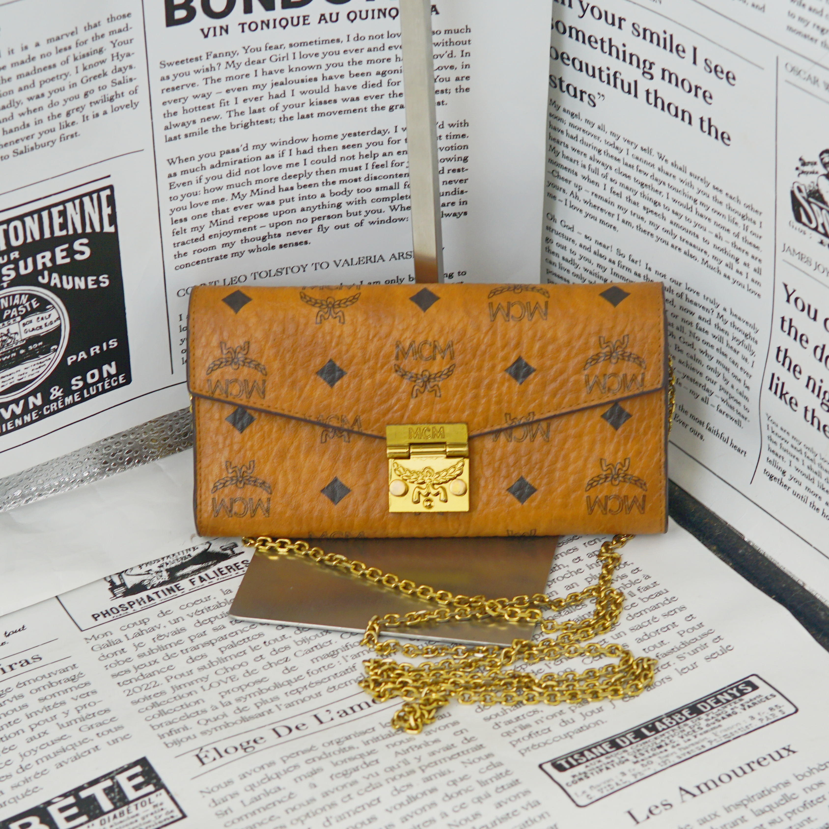 95新 MCM 干邑色信封包/FYSD05524024/4024