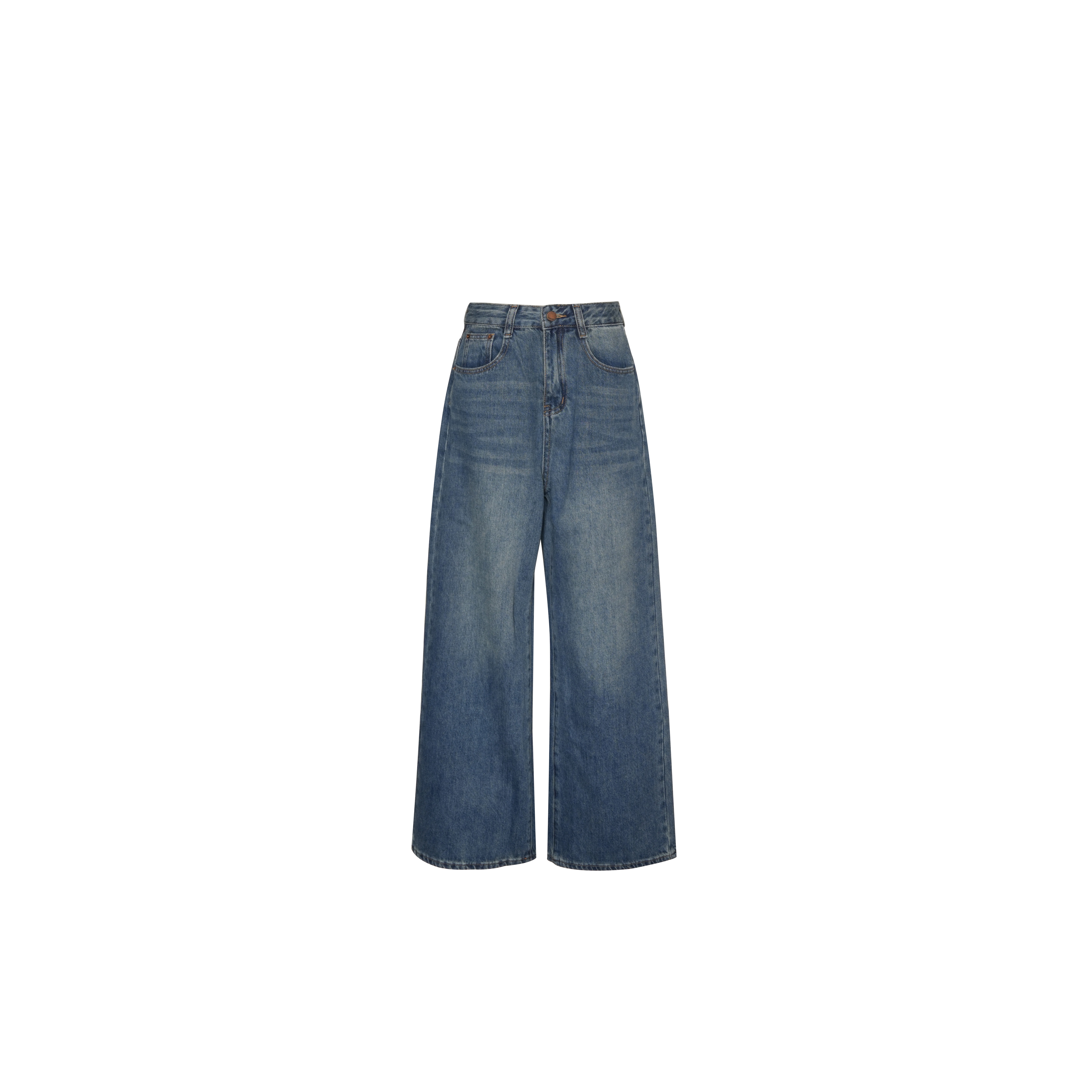 妯娌私服【阔影】街头复古显瘦直筒牛仔裤阔腿裤 208300