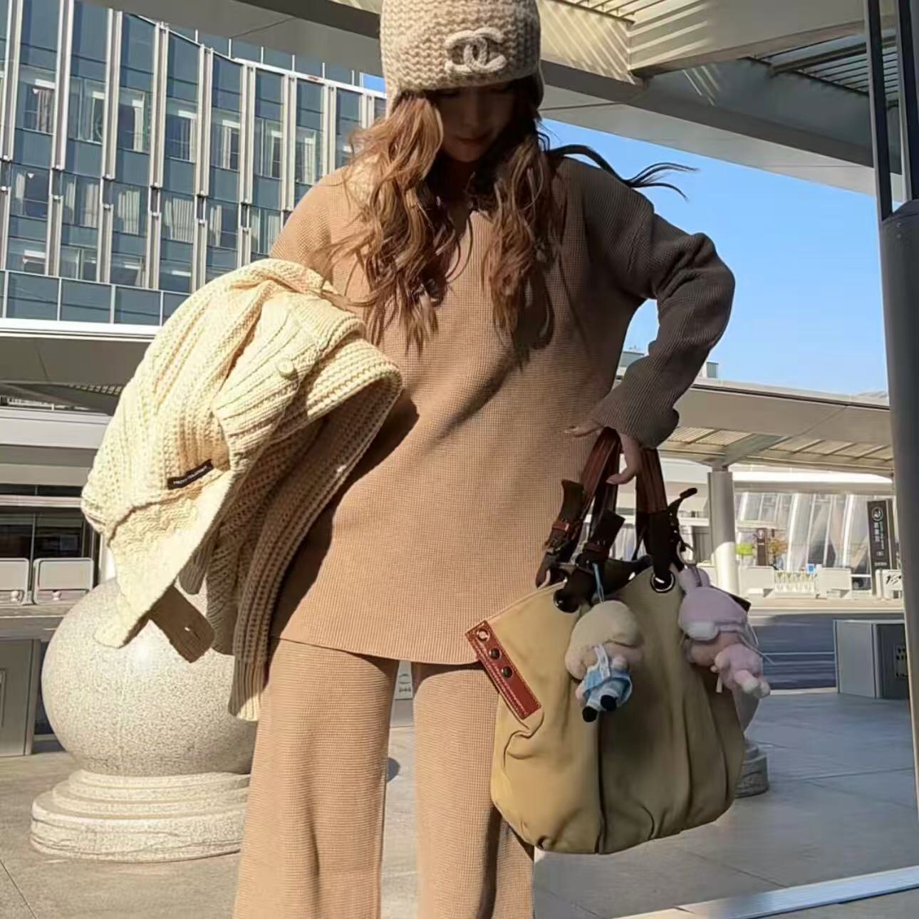 慵懒秋冬华夫格两件套装