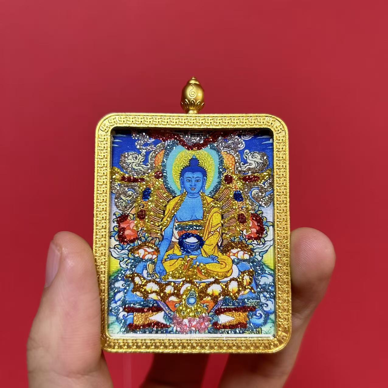 药师佛-手工唐卡不带绳