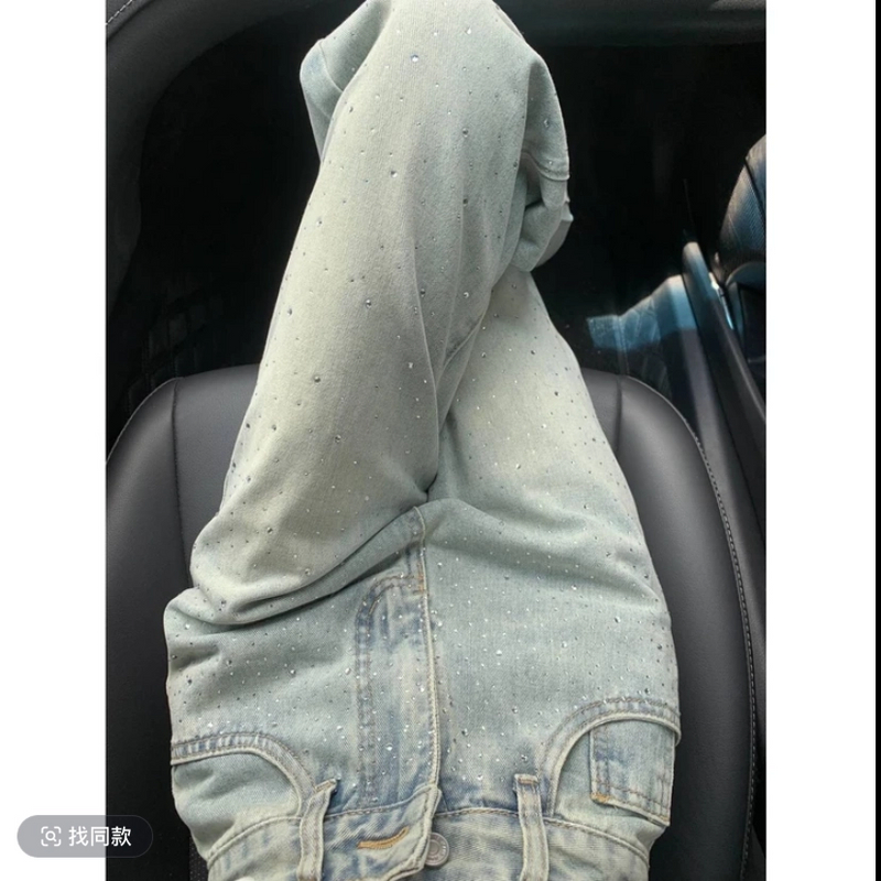 高个子175加长镶钻复古直筒窄版水洗蓝牛仔女裤2025春季拖地裤女