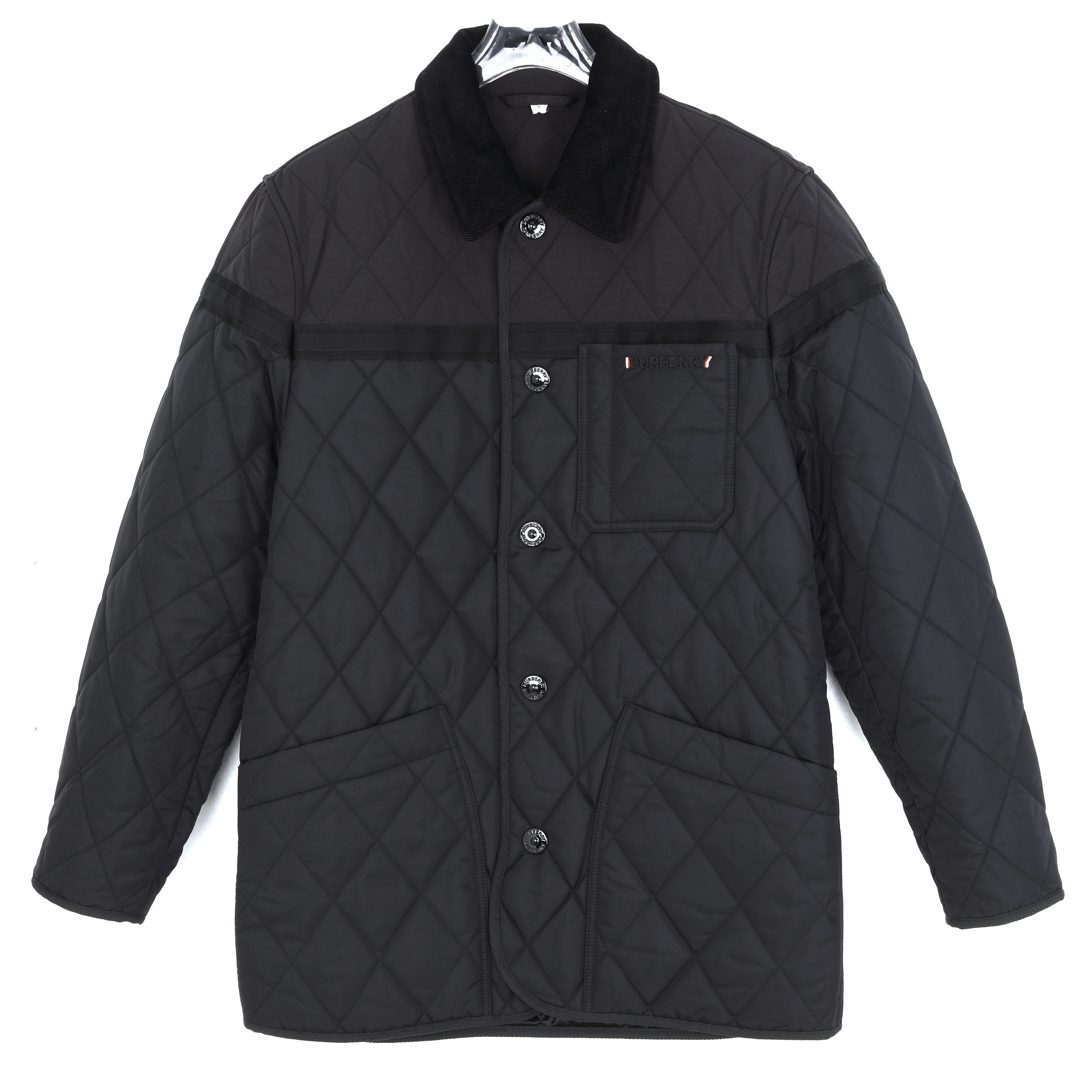 BURBERRY/博柏利男士秋冬款黑色菱格翻领棉服外套8061670