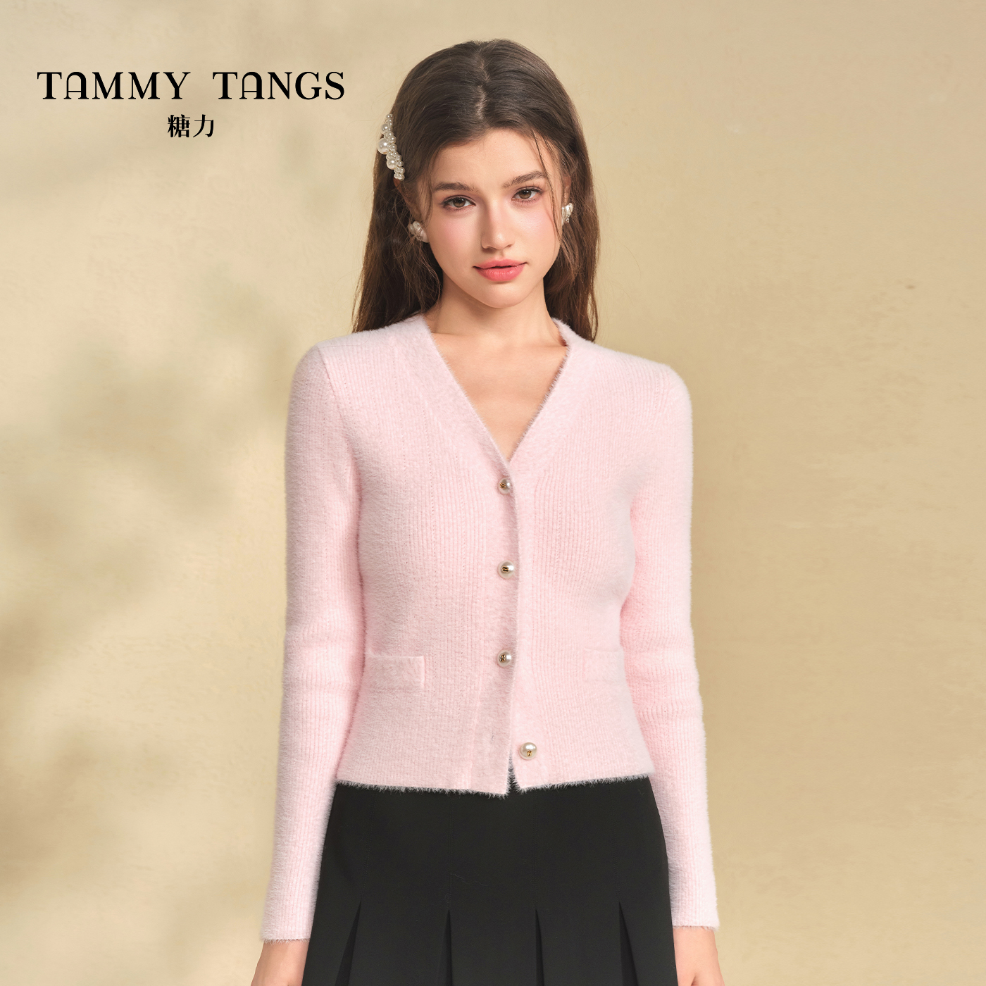 【千金专属】糖力仿水貂毛针织开衫TWRDS46530