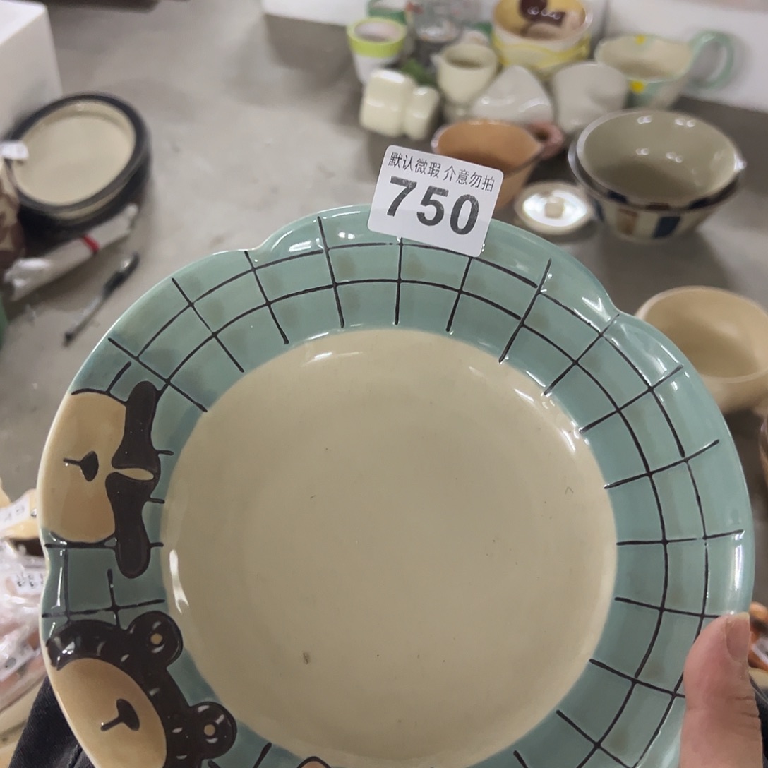 搪瓷正品蓝色熊盘一个750