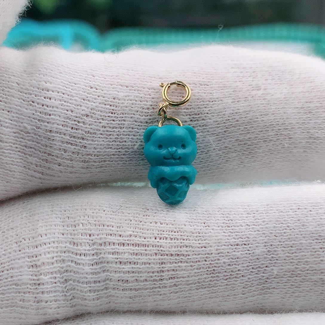绿松石小熊宝宝18K金镶嵌