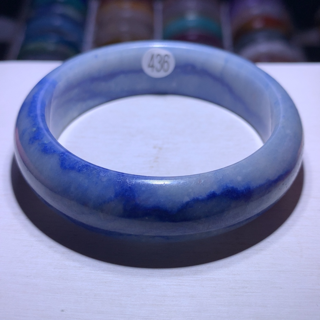 手镯水晶银S925镶嵌蓝线58圈436