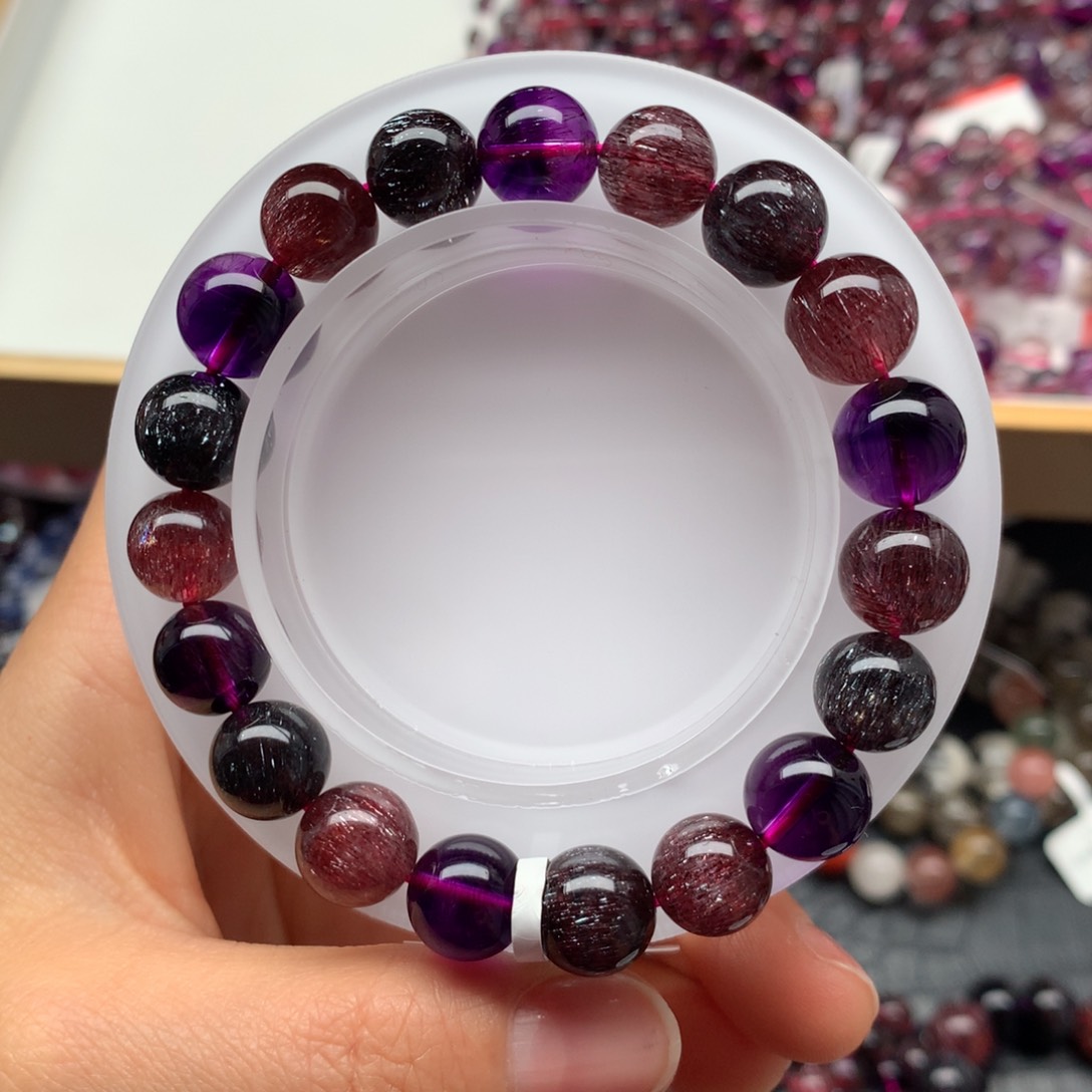 水晶手链未镶嵌满矿黑加仑X10