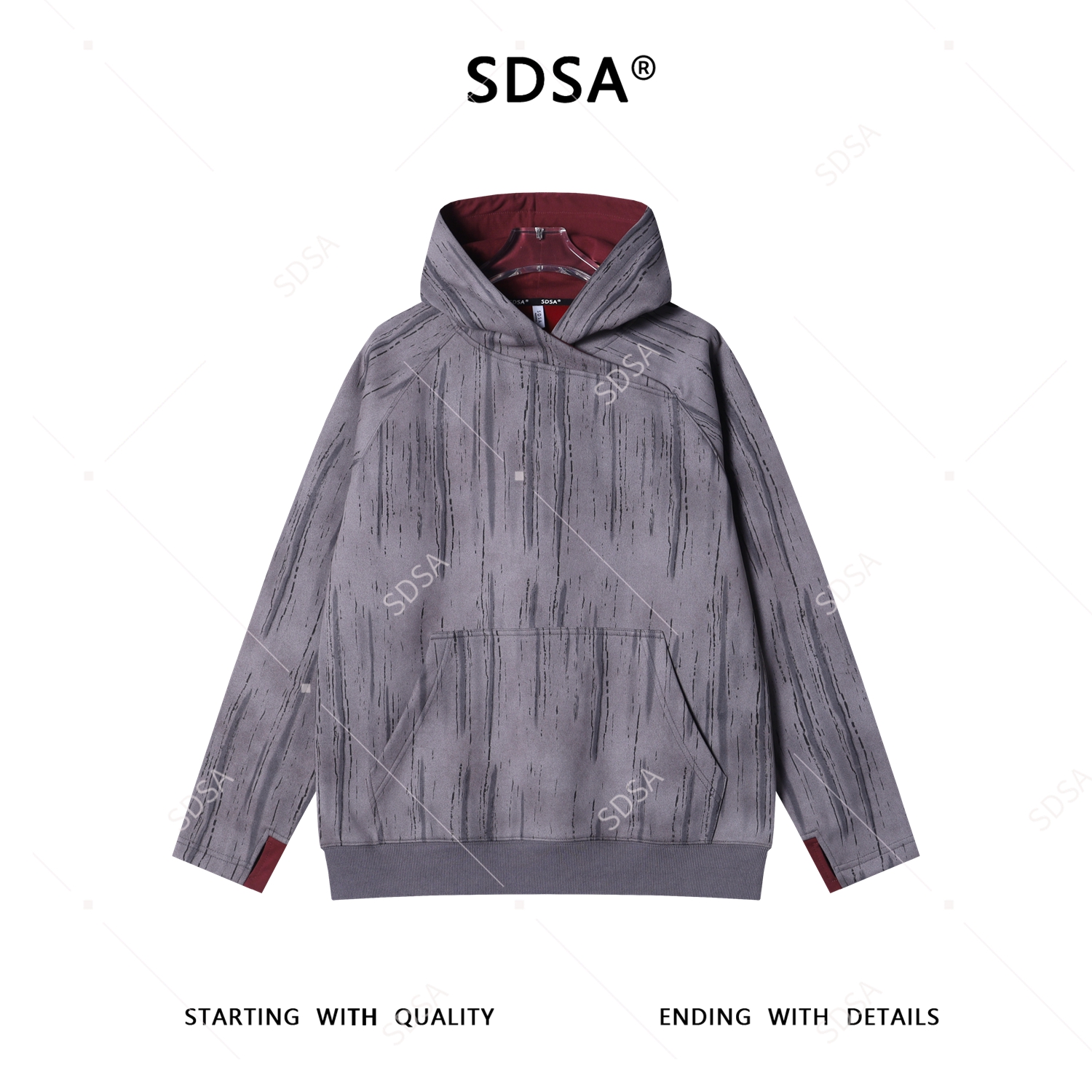 SDSA男士秋冬新款痞帅男装潮牌时尚扎染连帽卫衣百搭时尚宽松上衣