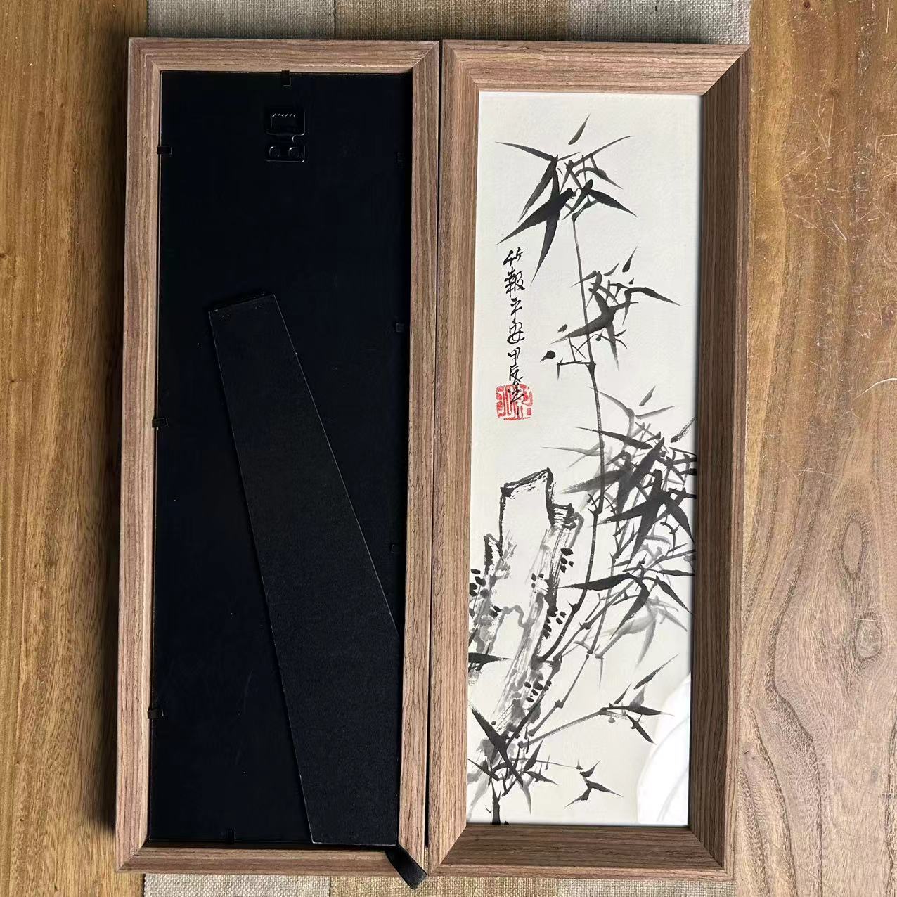 43*16带框作品-墨竹竖-手绘同款/略有不同