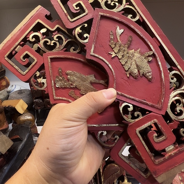 木（非红木类）y***o木雕鱼板一对