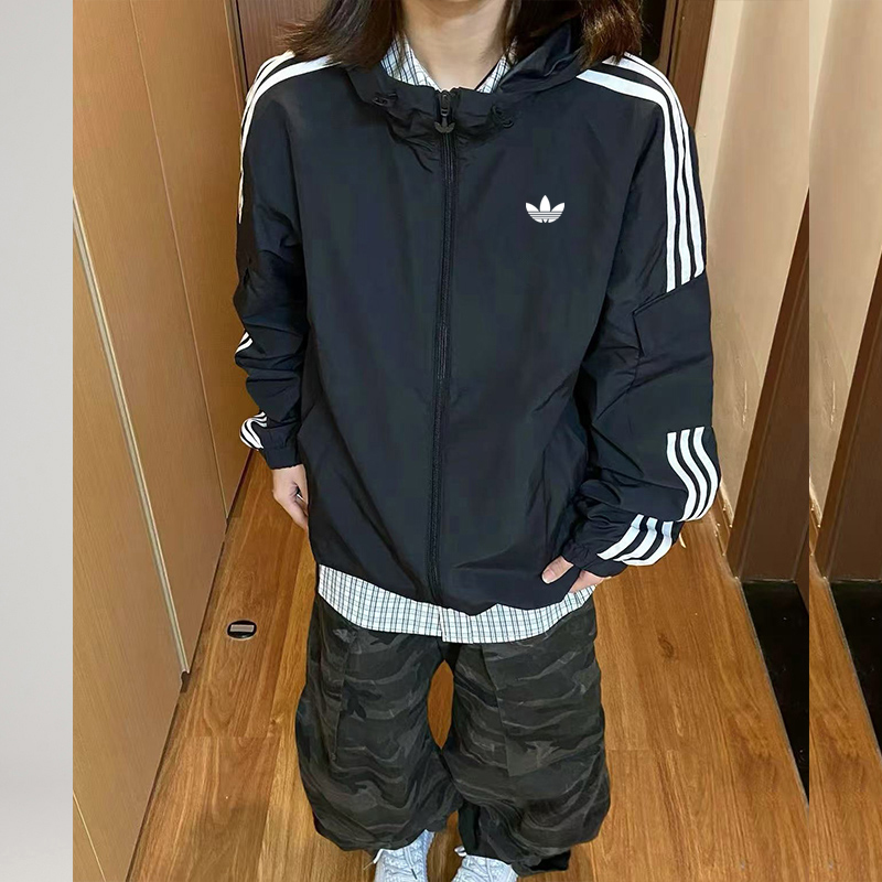 【奥莱撤柜清仓】情侣款连帽夹克男女同穿春秋款外套内里带网衬