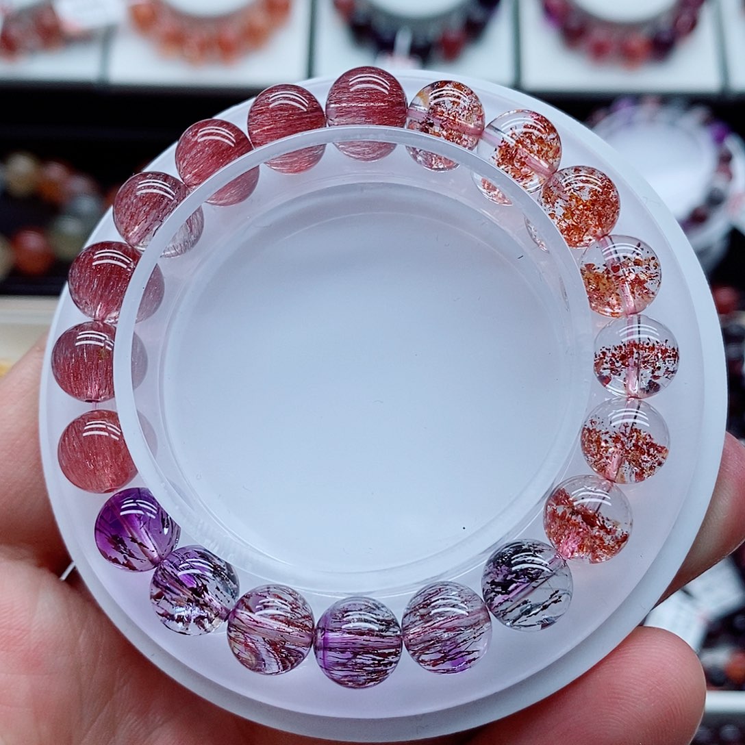 水晶未镶嵌手链渐变色超七