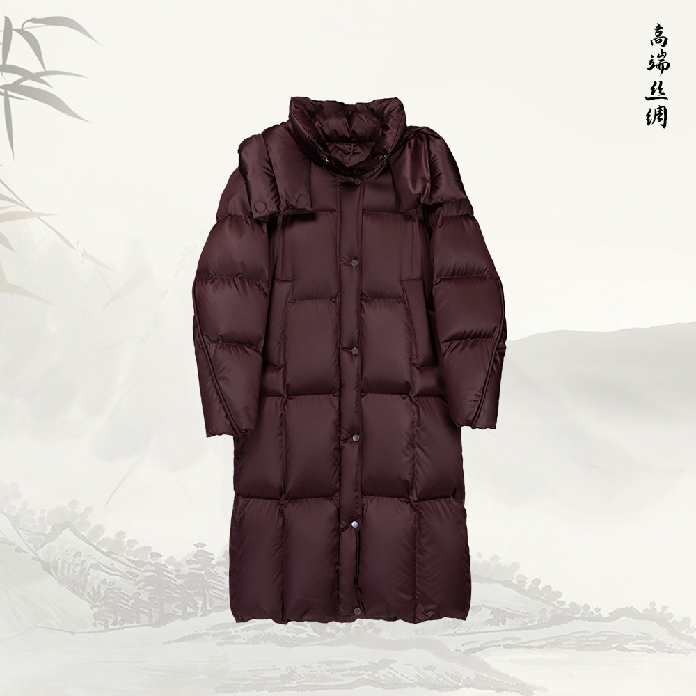 新款过膝长款宽松纯色加厚保暖鹅绒外套54699