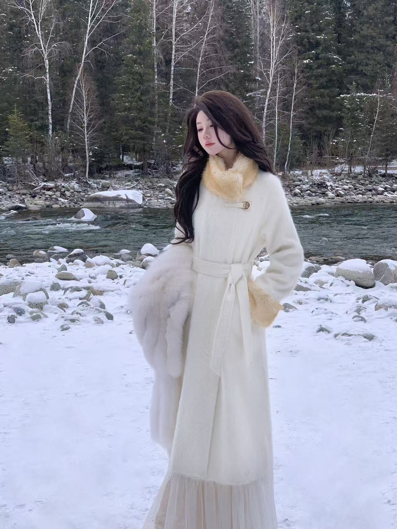 【雅乔定制】一眼万年 兔绒大衣女秋冬长款毛绒绒外套DYHH-25092061