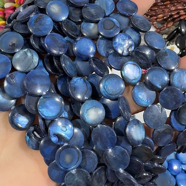 玛瑙/玉髓合金珠宝半成品3条深蓝色圆片