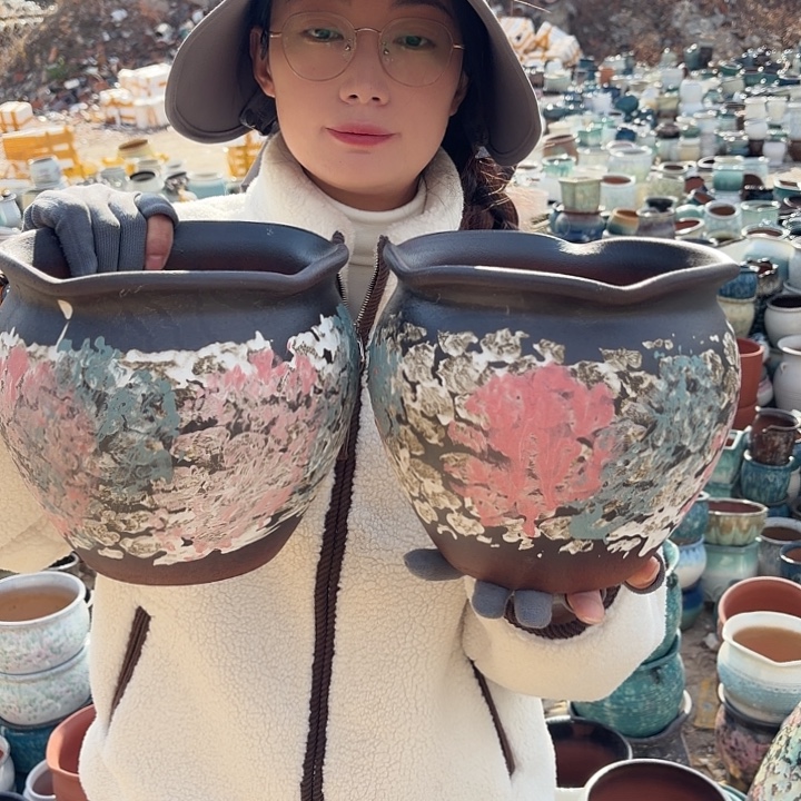 口20高18两个泼墨花盆