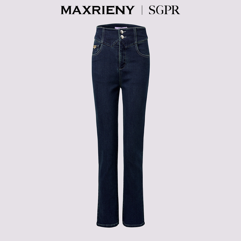 MAXRIENY[东方新摩登]极简经典版型修身小脚气质牛仔
