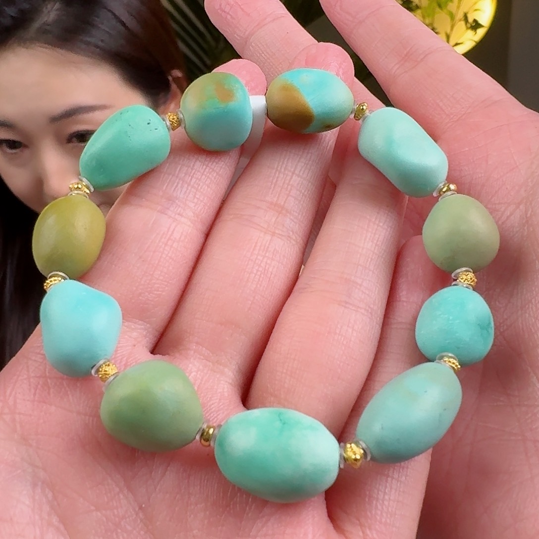 绿松石珠宝奇石18K金镶嵌