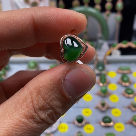 和田玉（碧玉）戒指银S925镶嵌