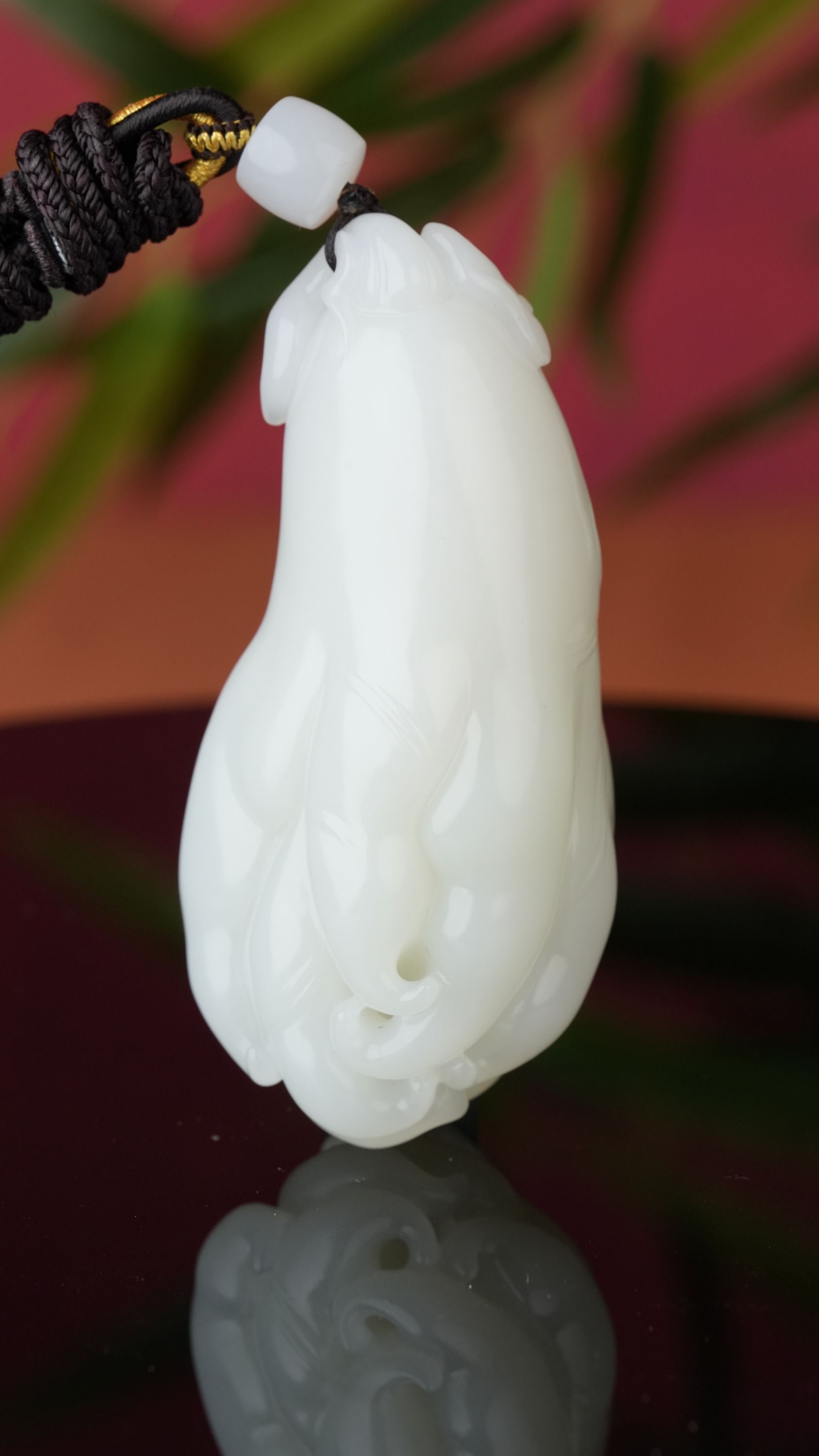 和田玉白玉佛手瓜挂件