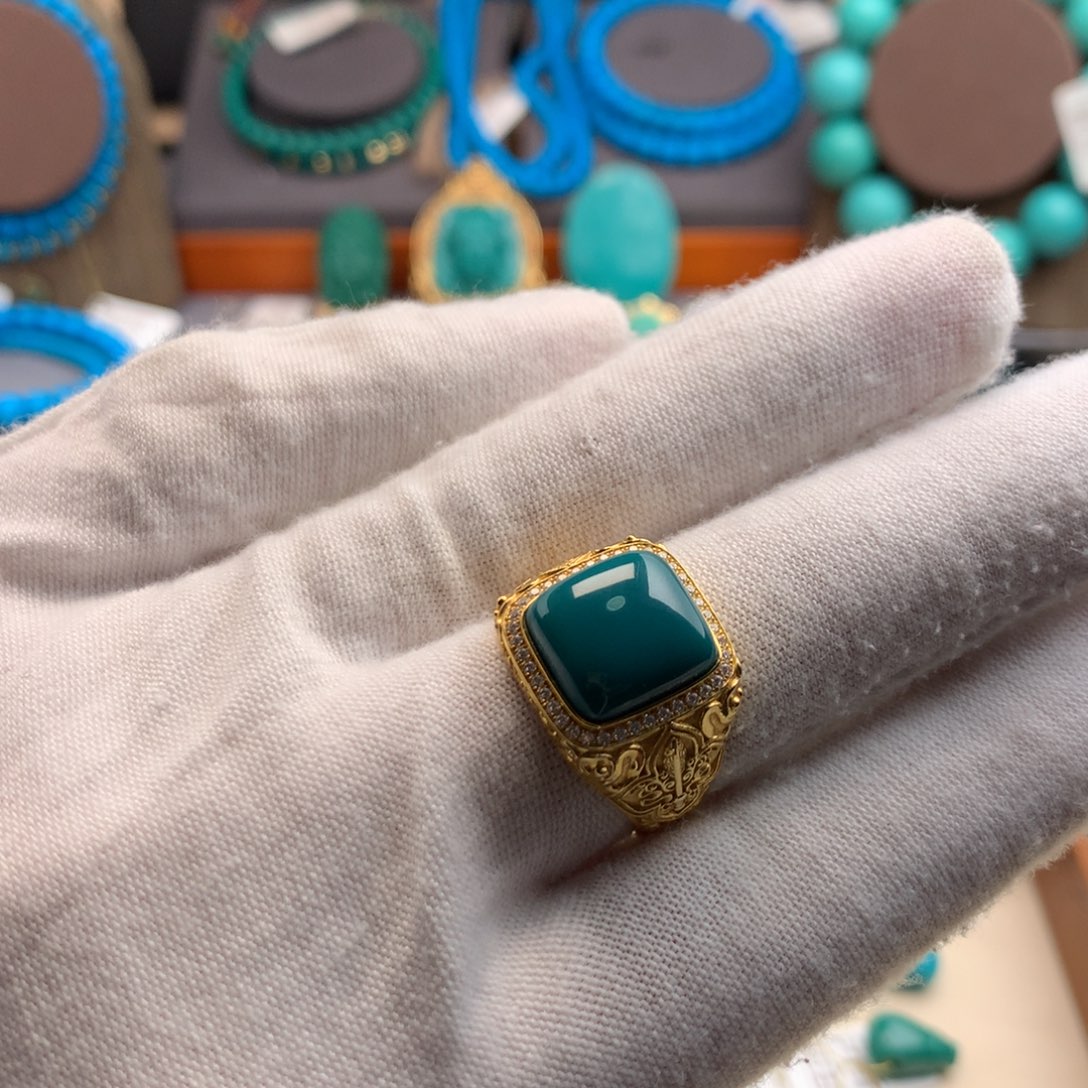 有***田绿松石18K金镶嵌绿松石