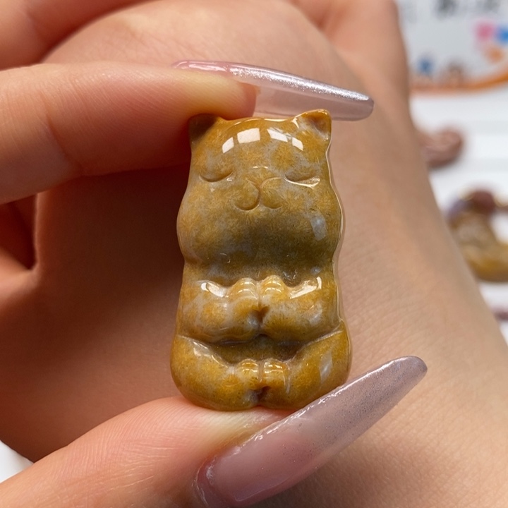 硅化玉吊坠(不含链)未镶嵌猫咪吊坠