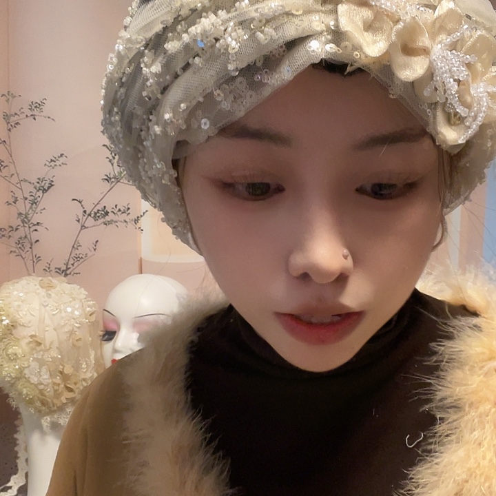 纯棉杏色新款包头帽子