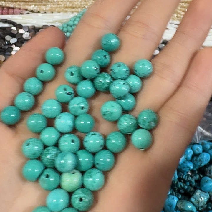 玛瑙/玉髓合金珠宝半成品40个8mm蓝色圆珠