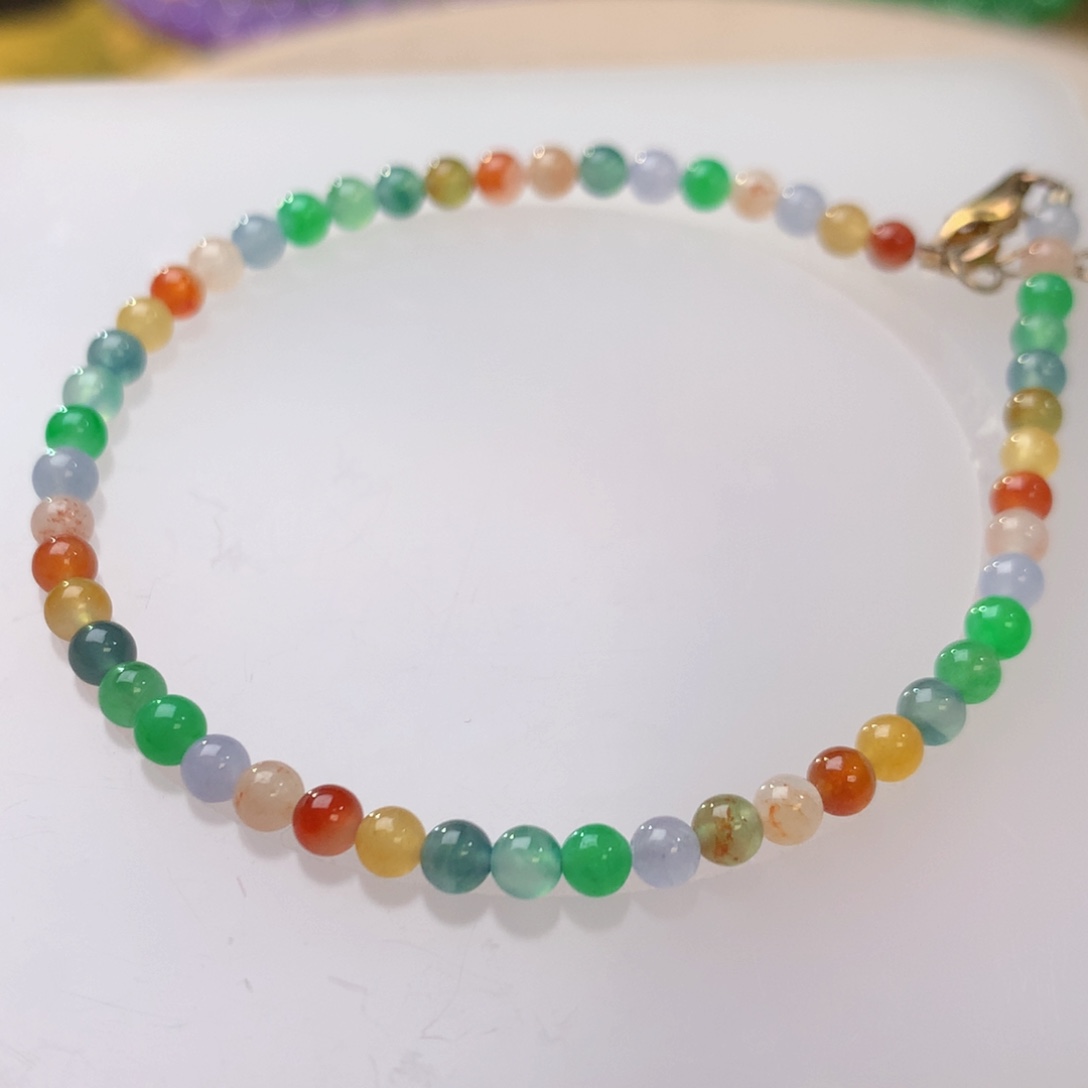 定制翡翠未镶嵌冰种多宝小米珠 52 颗  毛货抛光定制