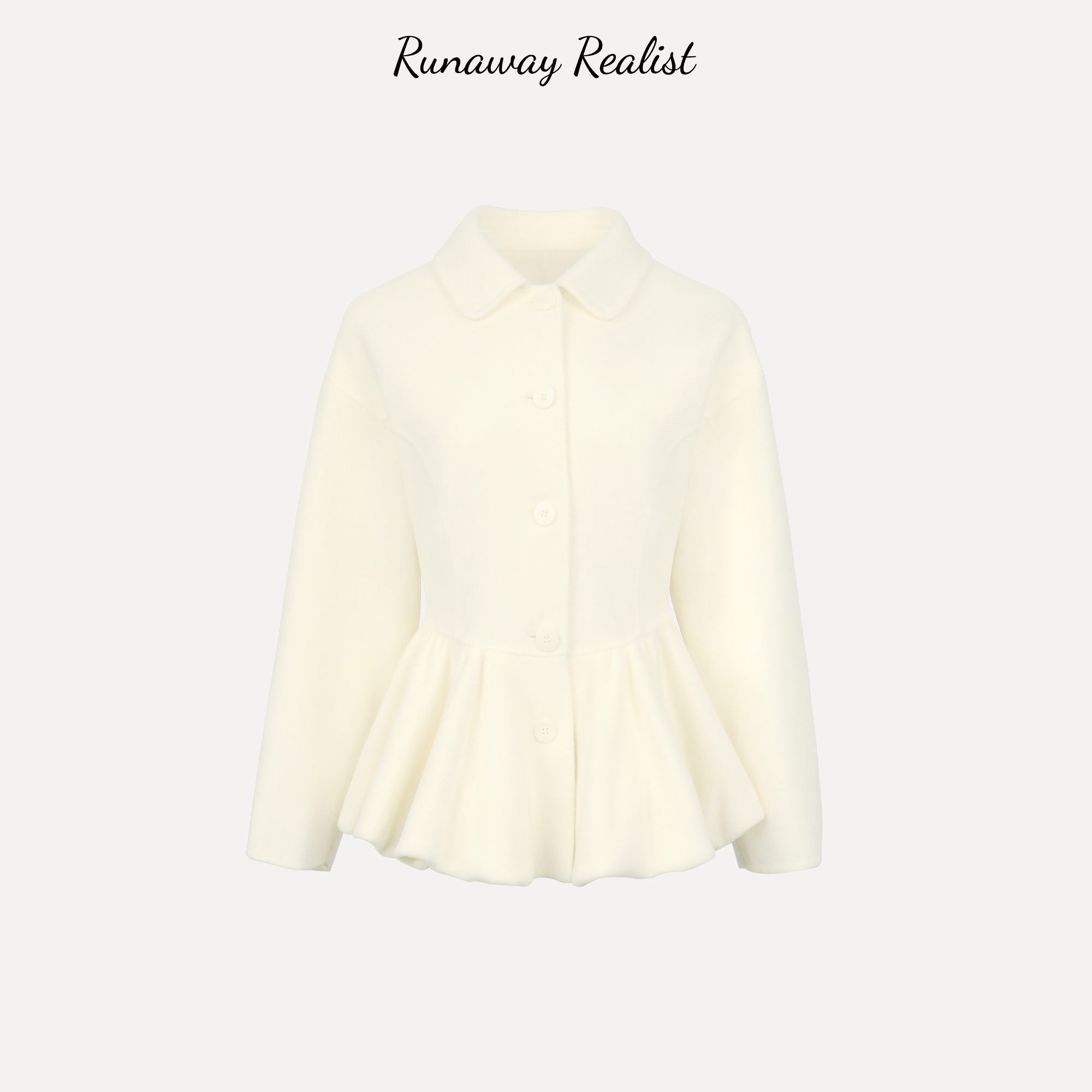 【RUNAWAY REALIST】100高支澳毛立绒娃娃领花苞大衣 W552