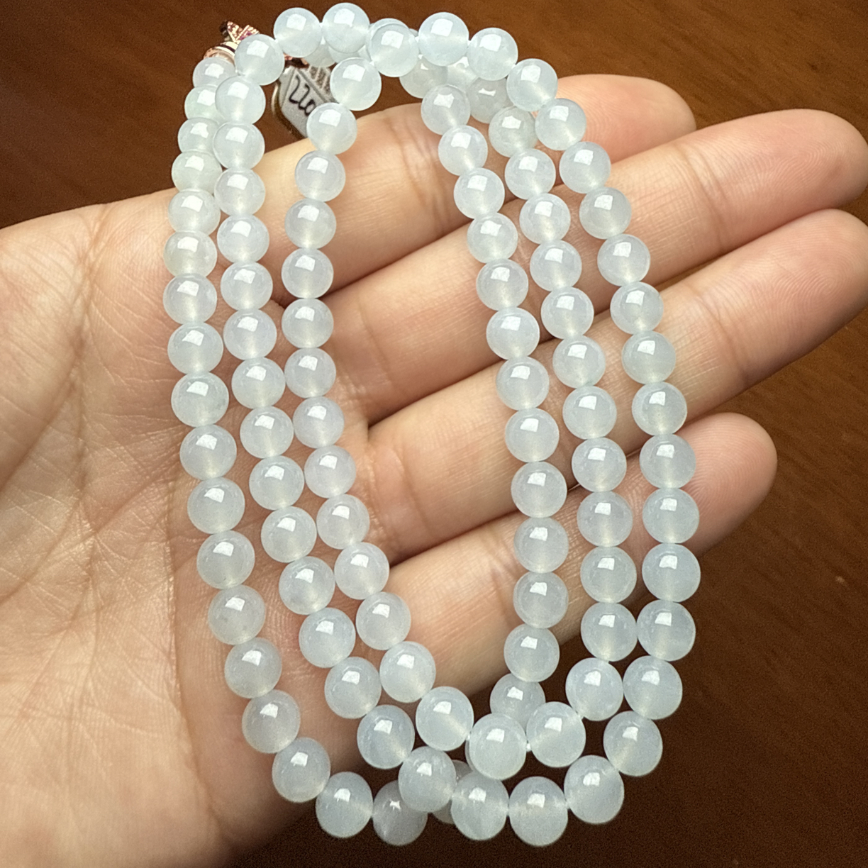 缅甸翡翠A货 糯冰种女士项链6.0mm/108颗