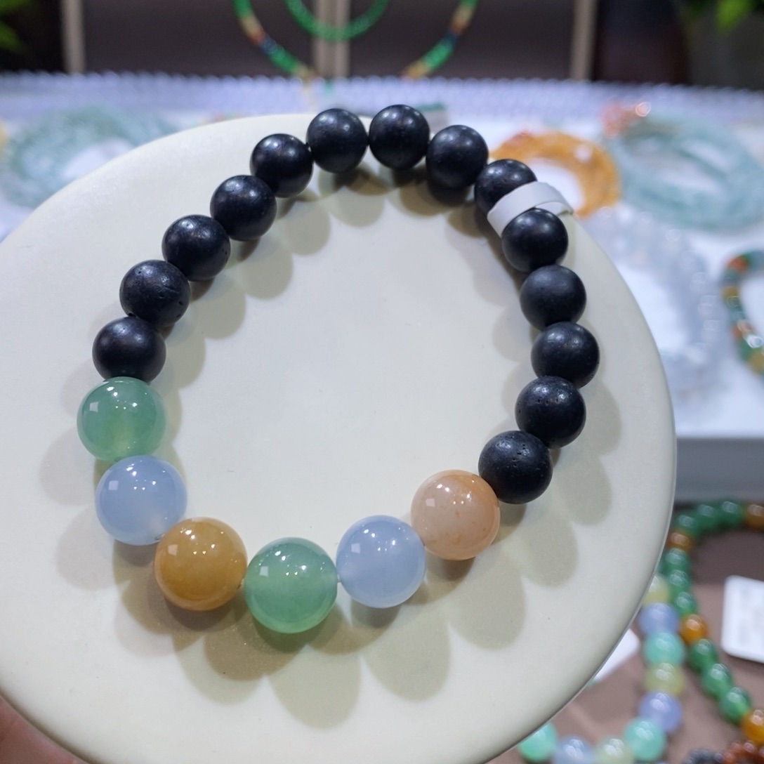 翡翠手链未镶嵌半圈多宝手串卡10