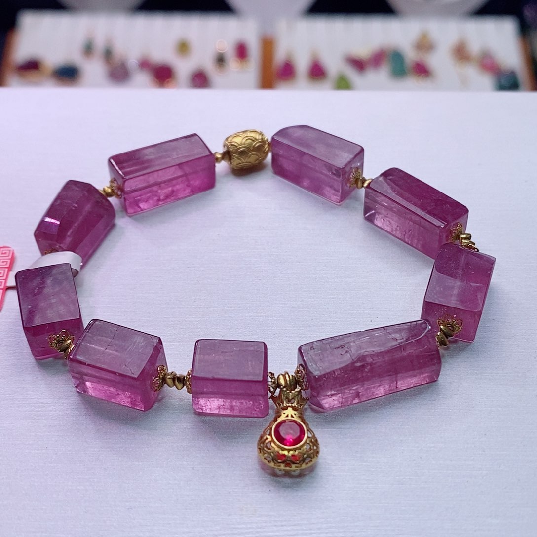 碧玺手链18K金镶嵌碧玺手链