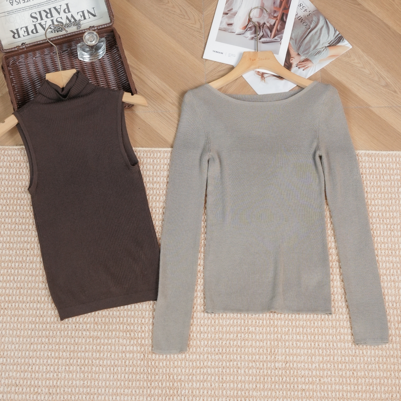 时尚风半高领休闲风洋气背心纯色辣妹风秋老钱风M1228