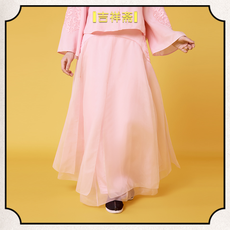 吉祥斋婵娟坊长裙桑蚕丝精工刺绣多层宽摆国风中式长裙251207008