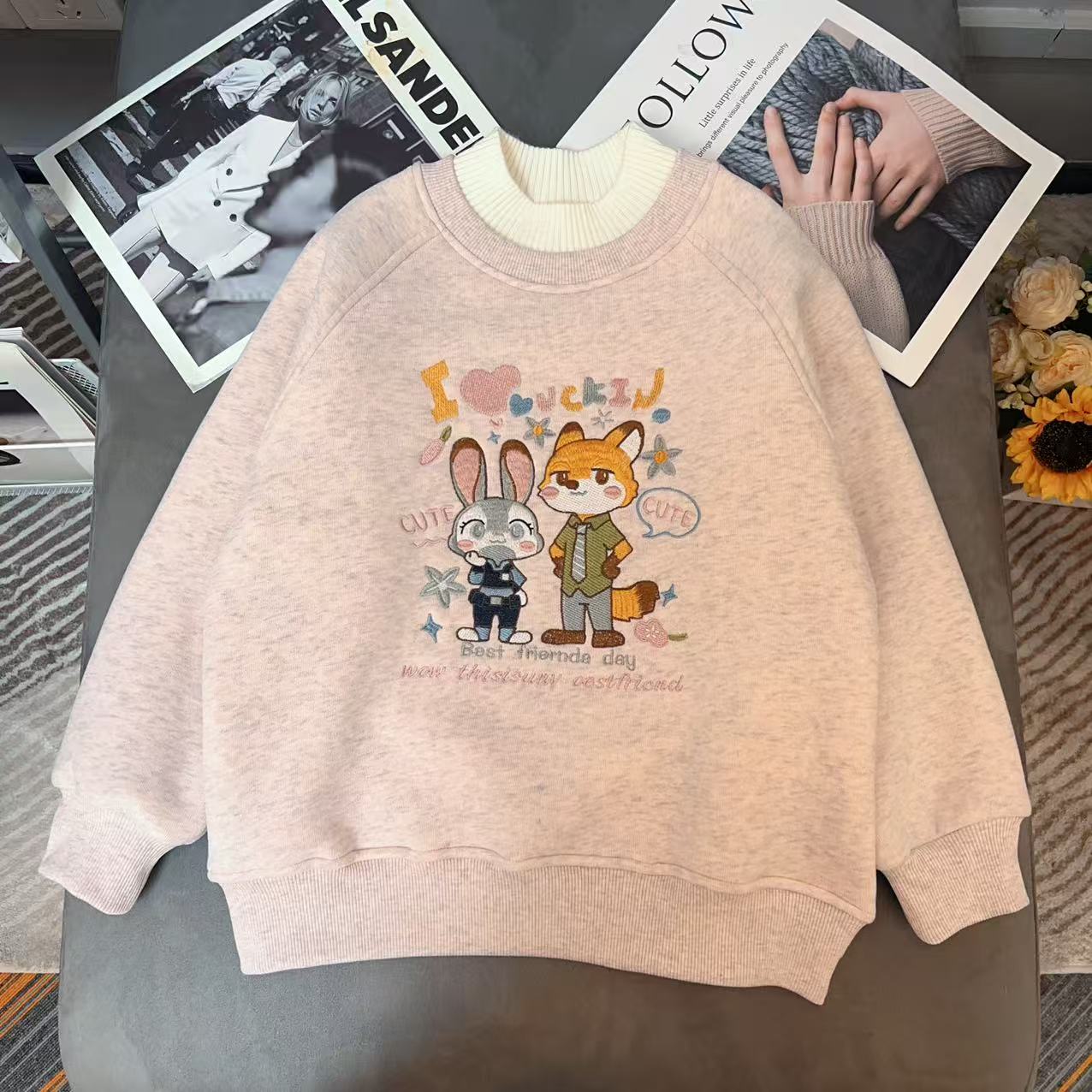 女童2025新款秋冬装加绒卫衣中大童时尚绣花休闲装百搭上衣