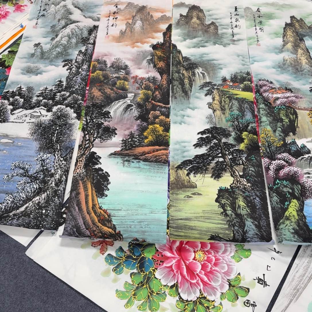 老****国画140×35精品春夏秋冬四条屏