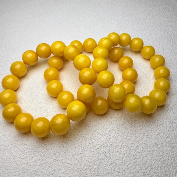 【小宝晶选】天然鸡油黄蜜蜡单圈手链 多样性发一件 约13mm 801XBLF