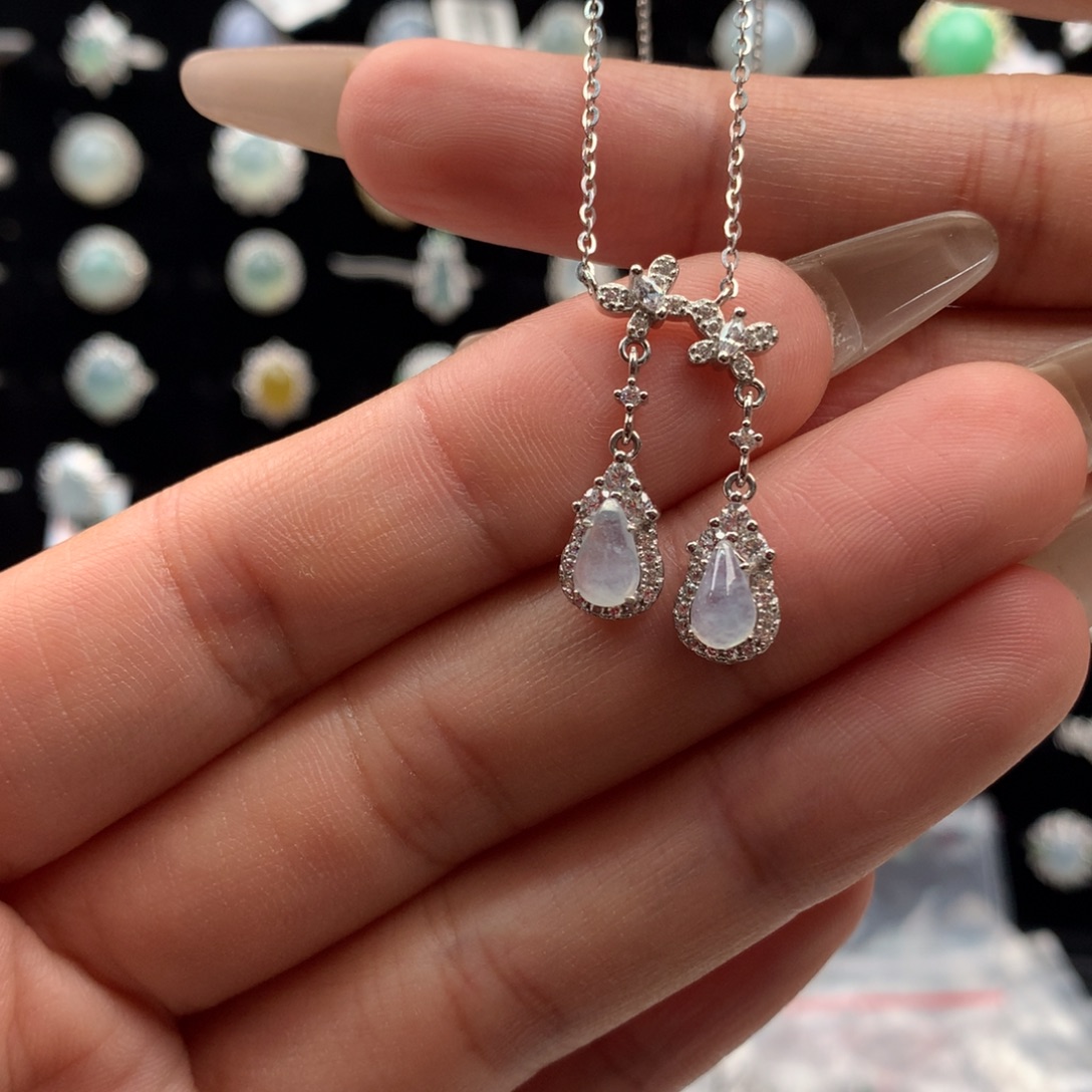 颈饰银S925镶嵌翡翠项链