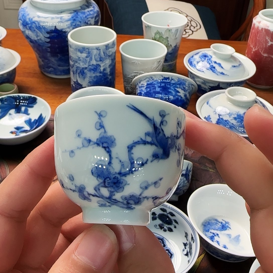 张玲玲手绘花鸟杯