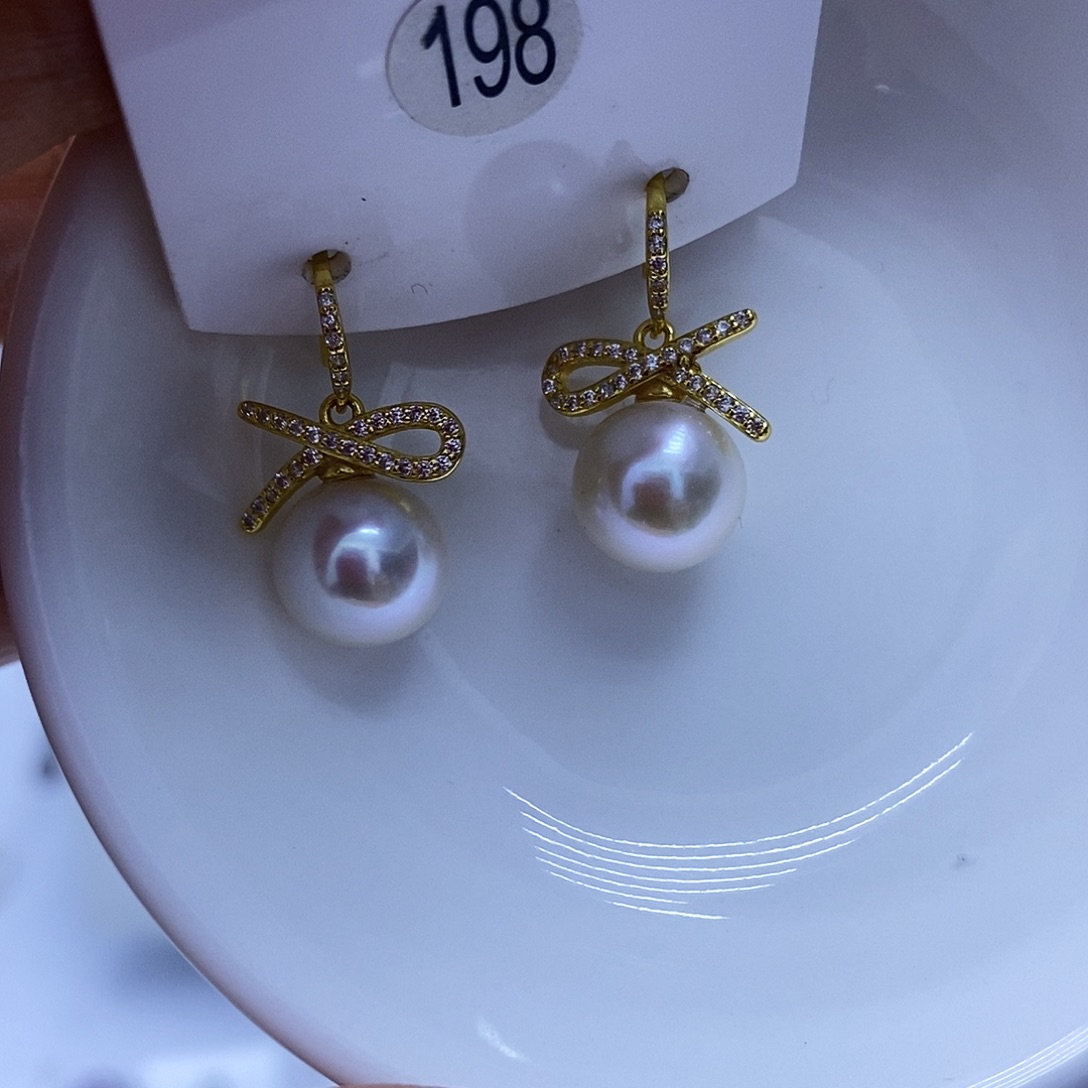 耳饰银S925镶嵌淡水珍珠198