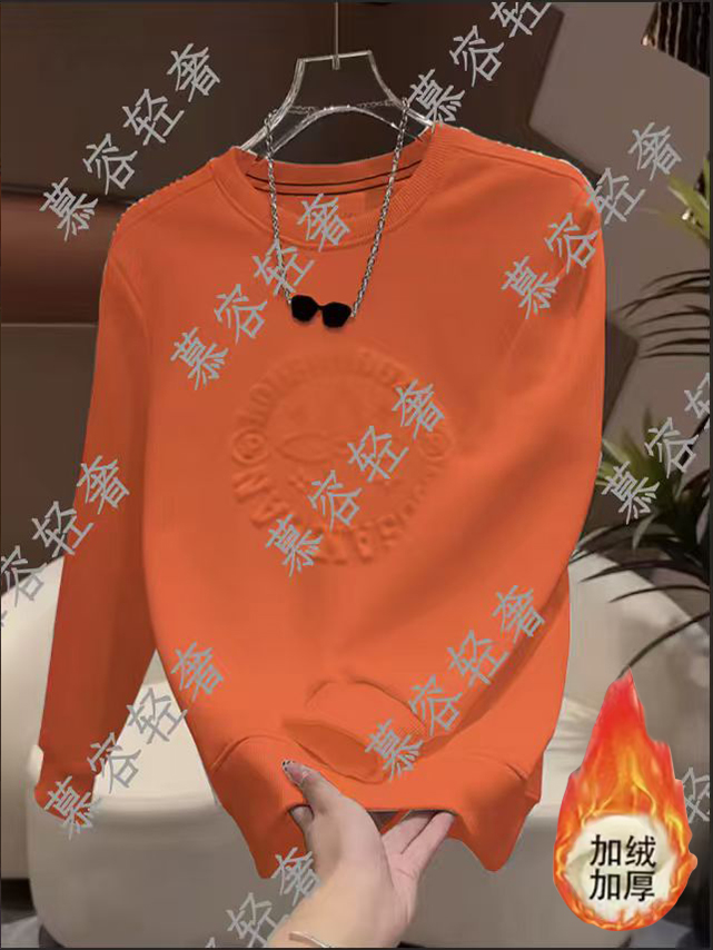 【老钱花】秋冬潮牌奥利绒插肩加绒卫衣秋冬时尚潮流百搭 钢印LOUSA