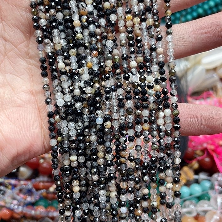 玛瑙/玉髓珠宝半成品未镶嵌一条3mm黑碧玺