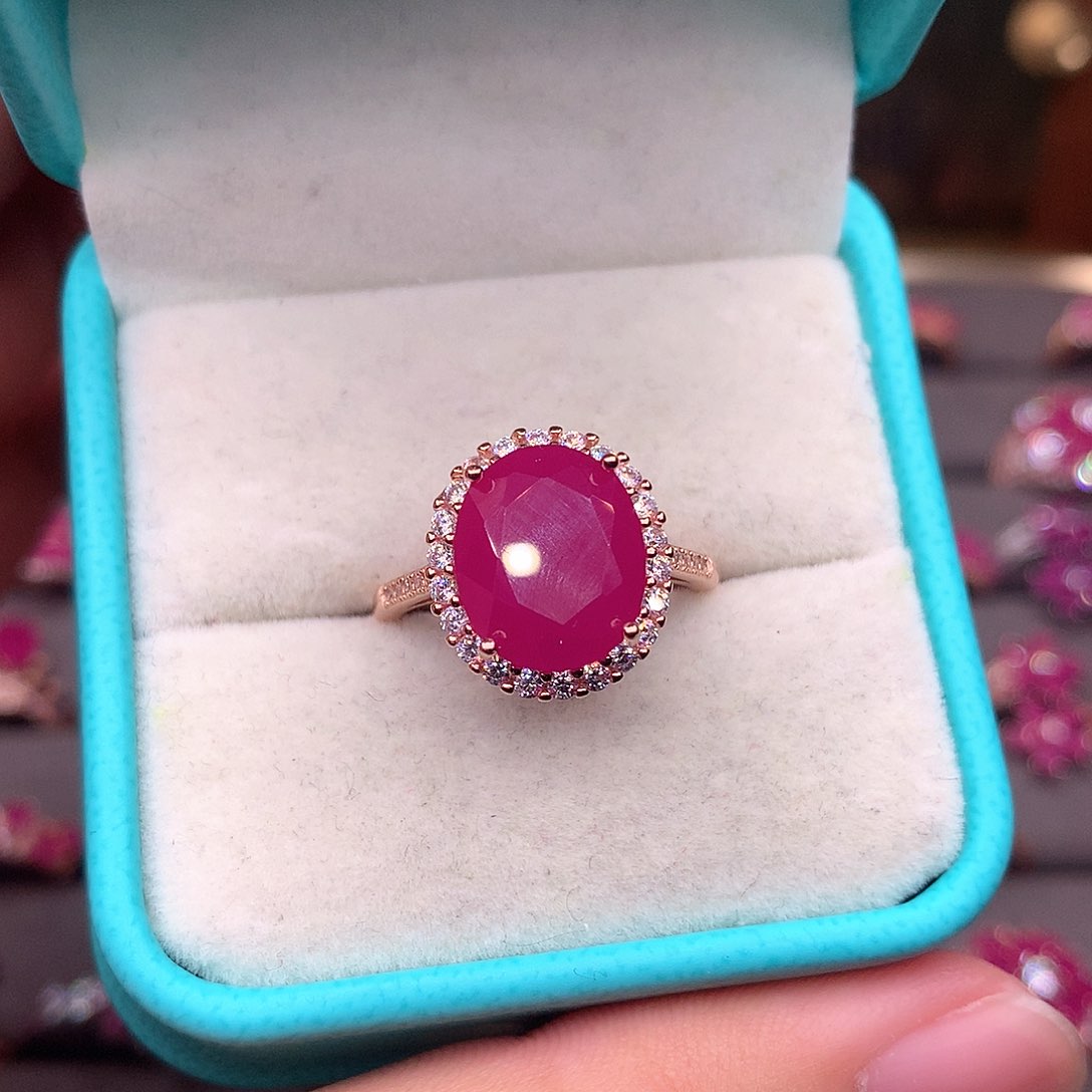 红宝石戒指银S925镶嵌