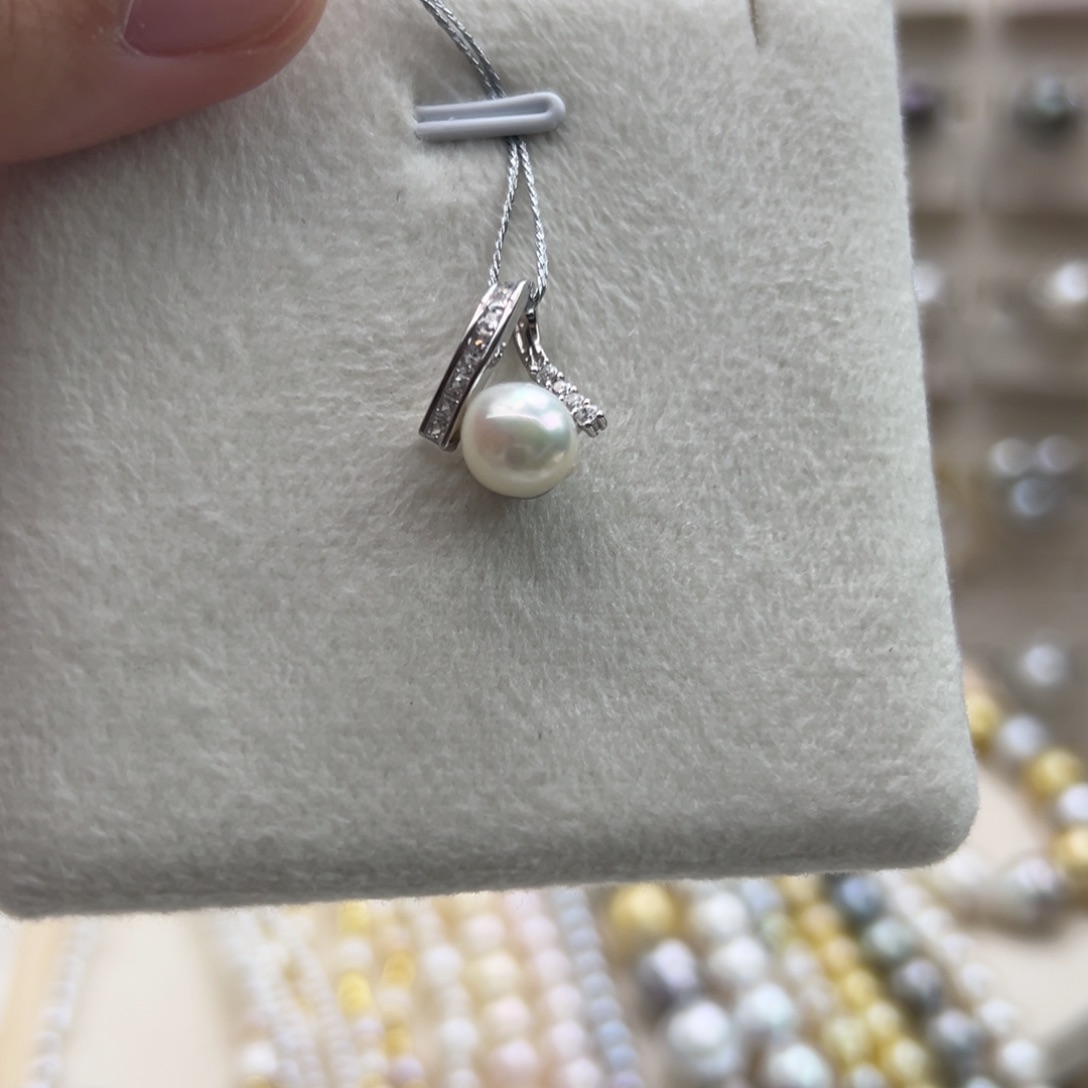 吊坠(不含链)银S925镶嵌海水珍珠7.5mm海水Ak吊坠