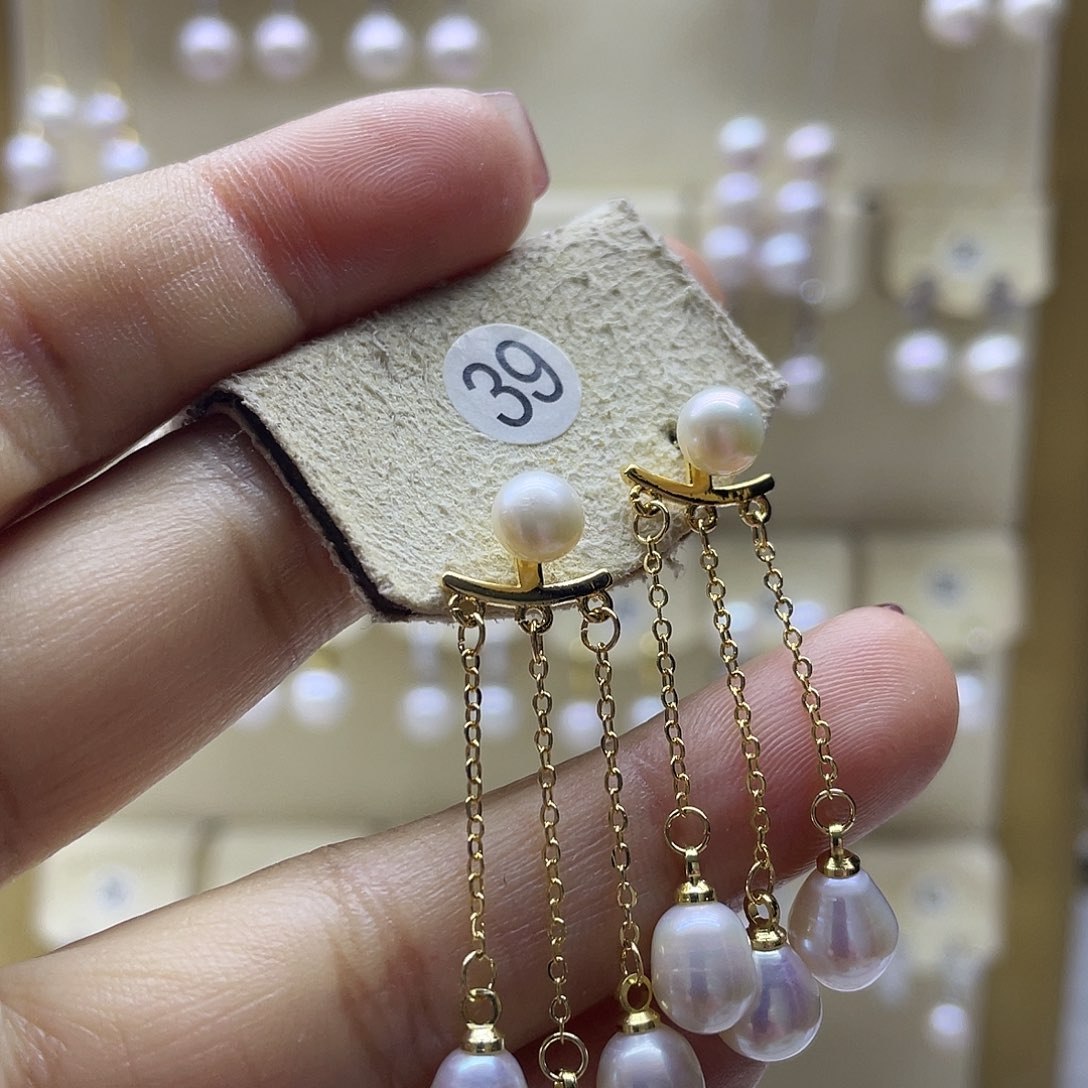 淡水珍珠耳饰银S925镶嵌