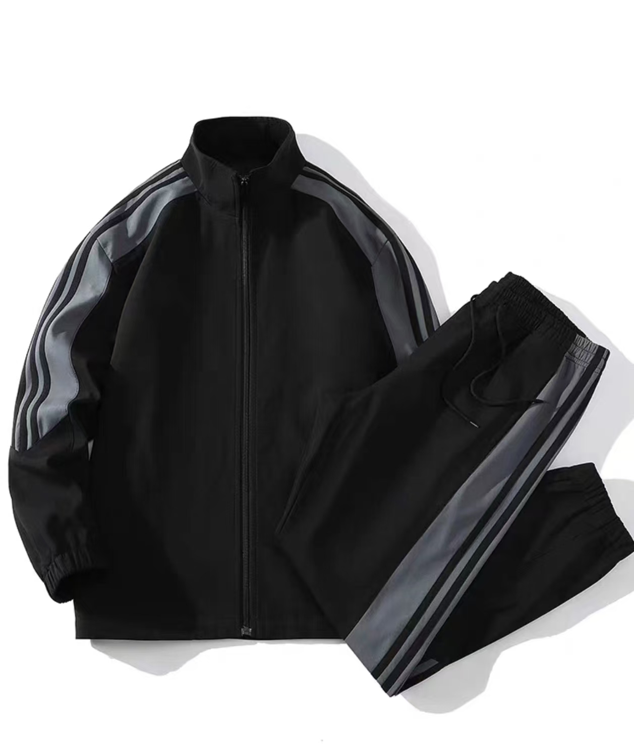 新款男女情侣款拉链开衫立领时尚休闲运动套装两件套Y024