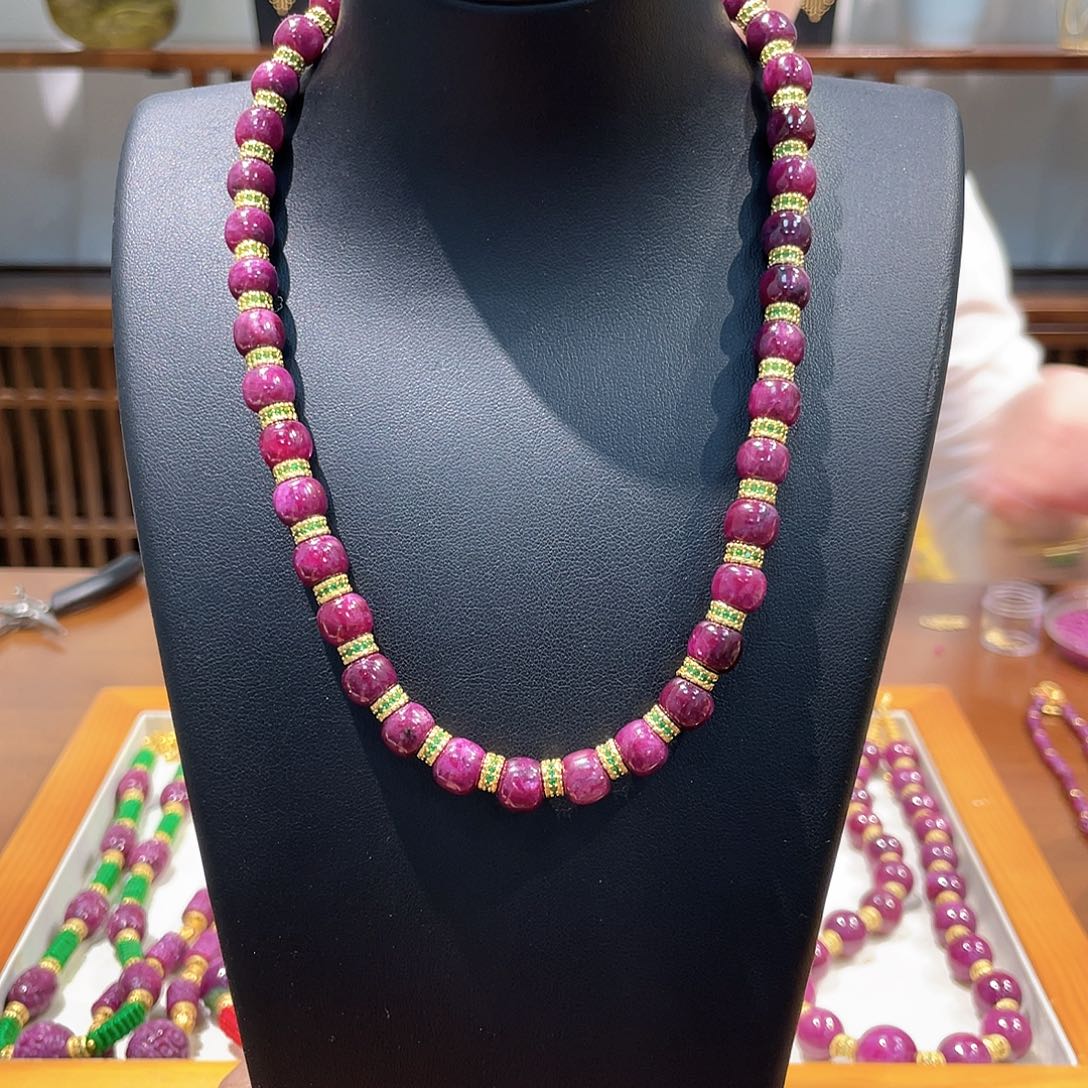 锦纶非金属红宝项链