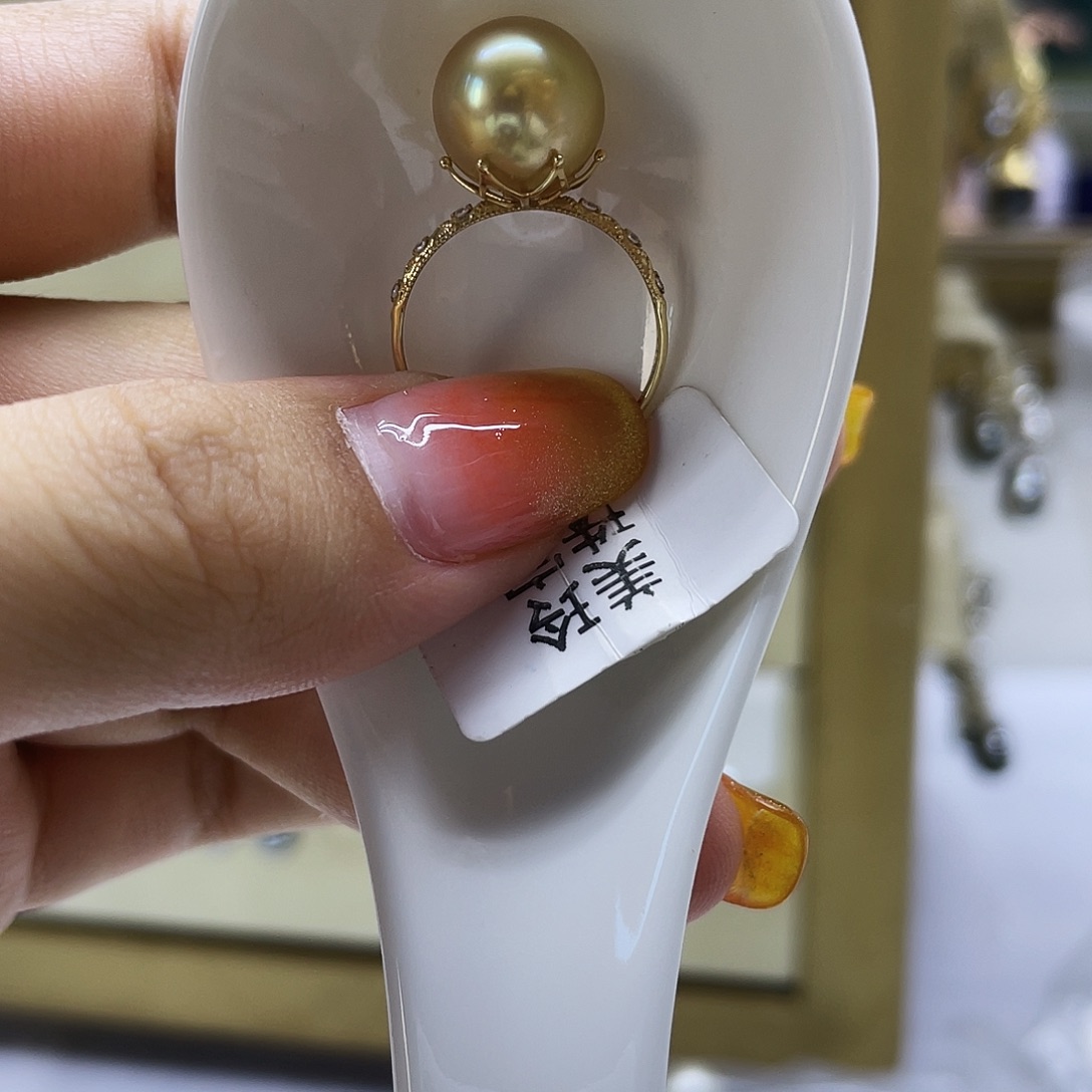 戒圈海水珍珠18K金镶嵌