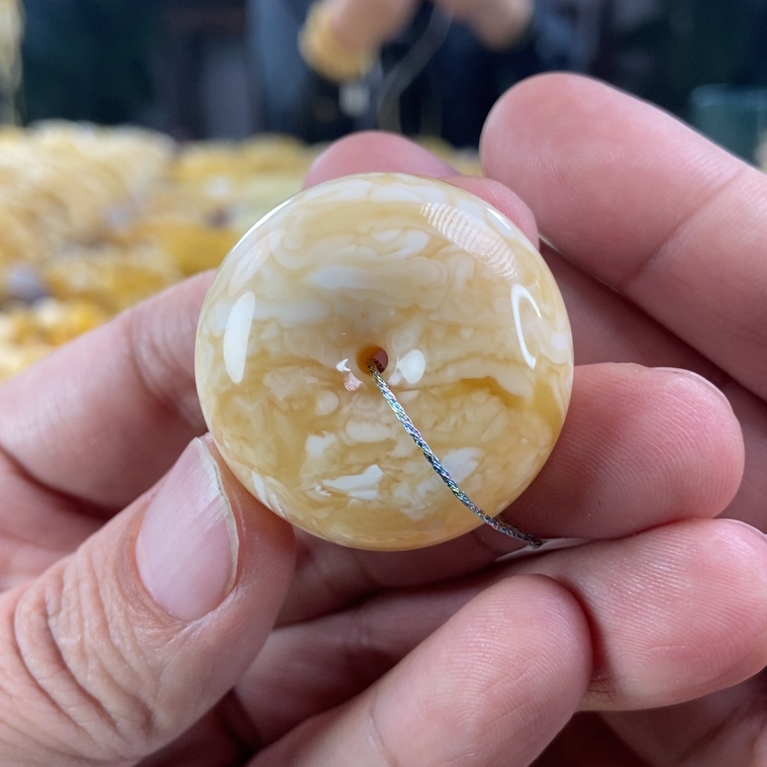 琥珀珠宝奇石未镶嵌白花蜜蜡平安扣14